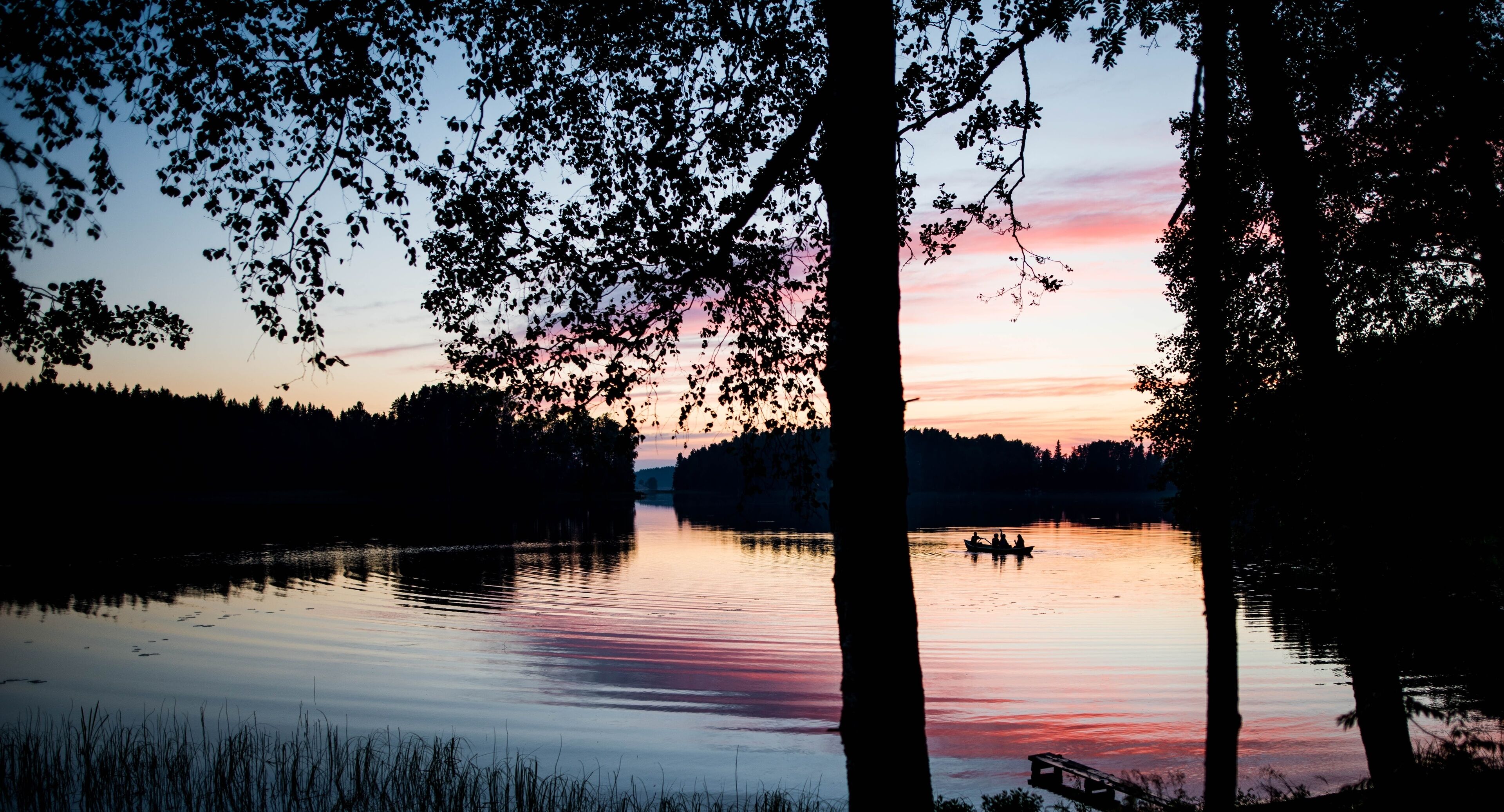Sunset over a lake in central Finland