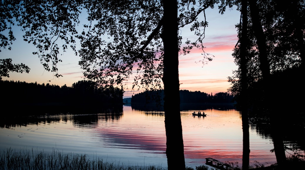 Sunset over a lake in central Finland