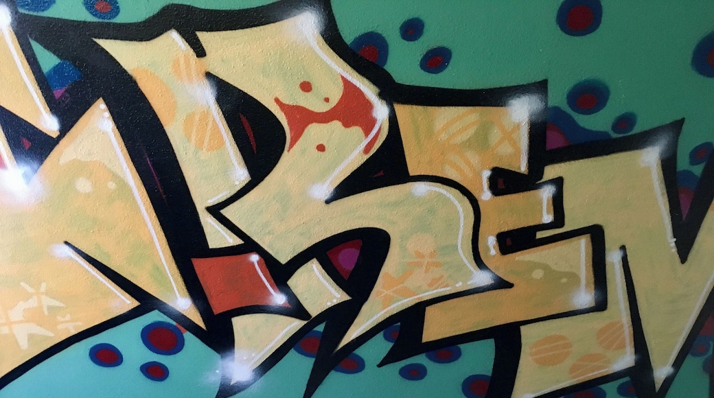 Graffiti inside the hotel nice and colourful