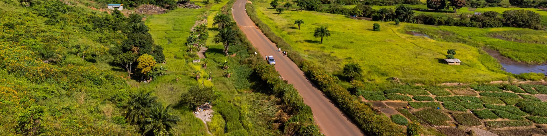 Aerial of the mountain scenery around Man, Ivory Coast