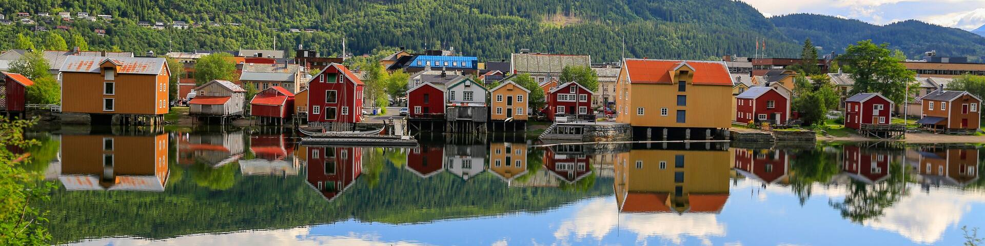 Old part of Mosjoen city in Northern Norway