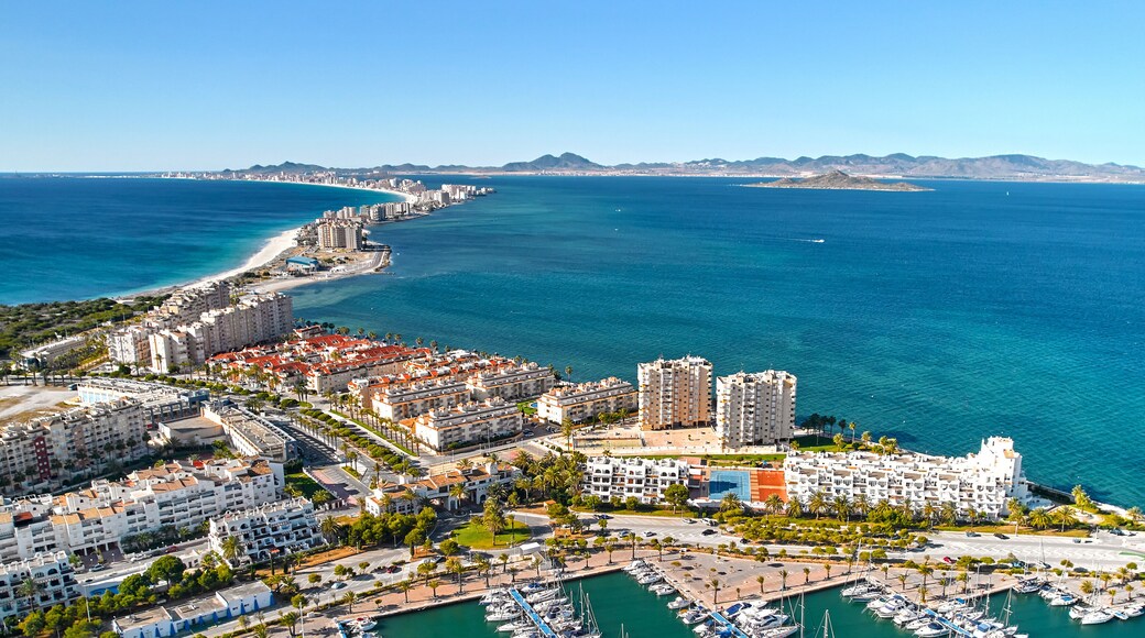 Aerial view of marina in the spanish town of La Manga