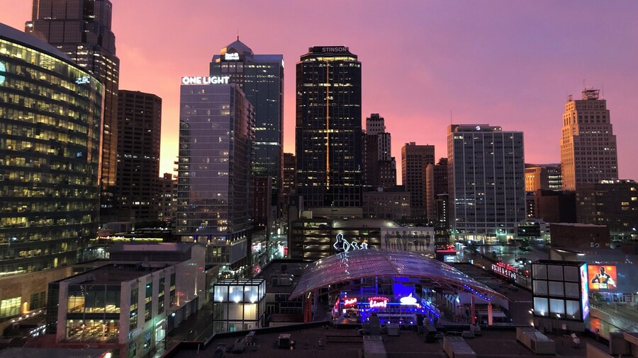 The view from our apartment in the Power & Light!