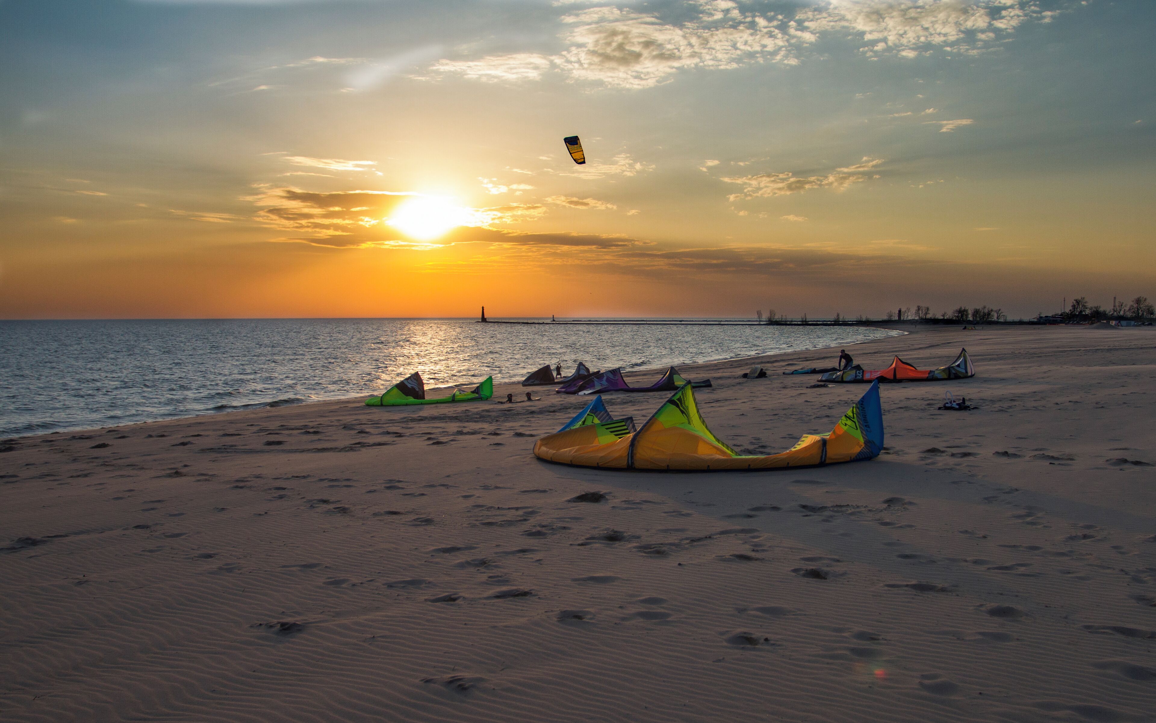 Pere Marquette beach is also known as a great beach for kite surfers with the winds coming off the lake.