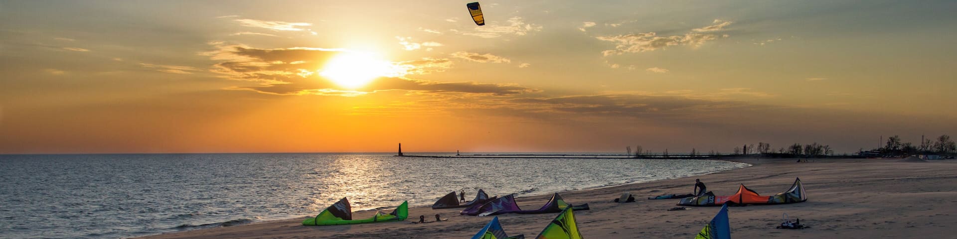 Pere Marquette beach is also known as a great beach for kite surfers with the winds coming off the lake.