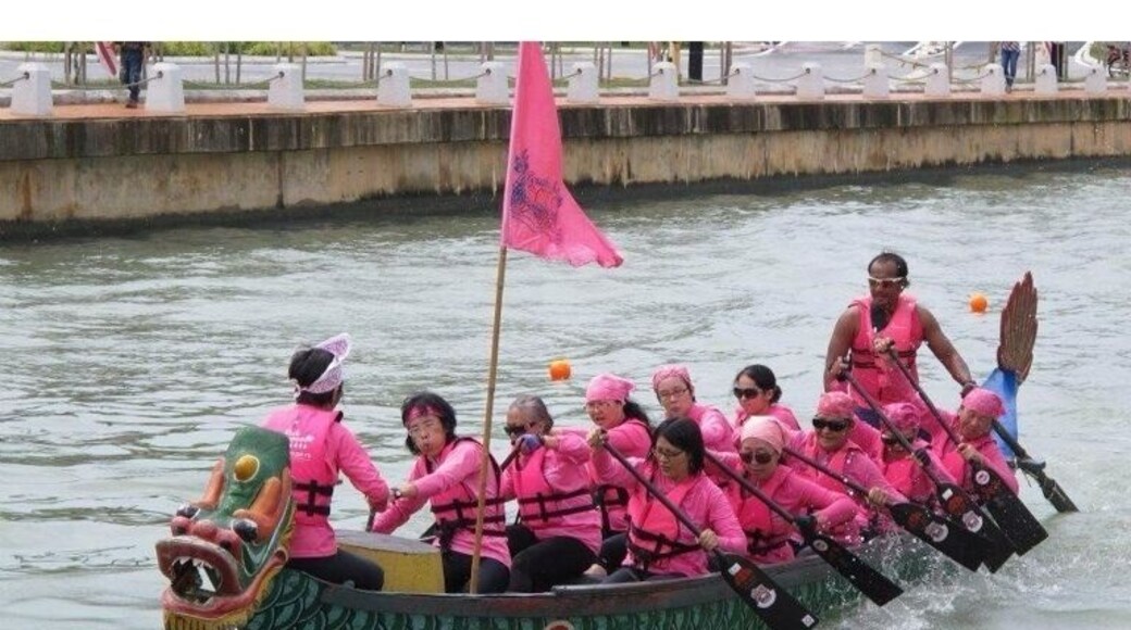 Dragon boat race in Malacca River. As the river is narrow, only 2 boats take part at each time...