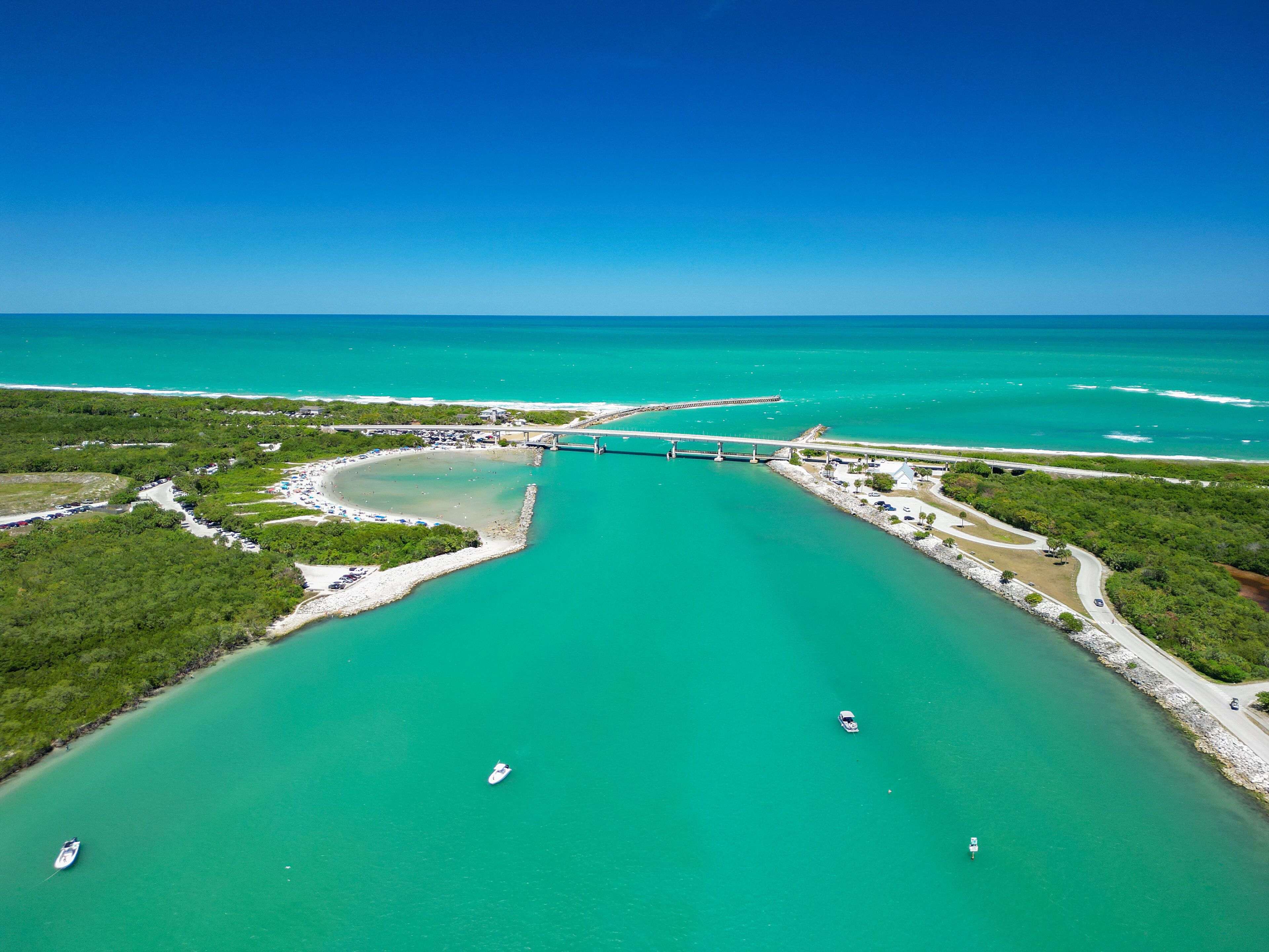 Flying over Sebastian Inlet in Brevard County on Florida's Space Coast