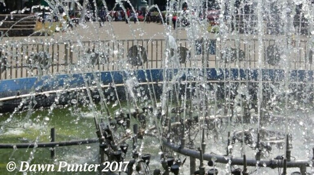 The park gives a welcome bit of shelter from the hectic traffic & heat. Loved the view of the mosque from the central fountain.