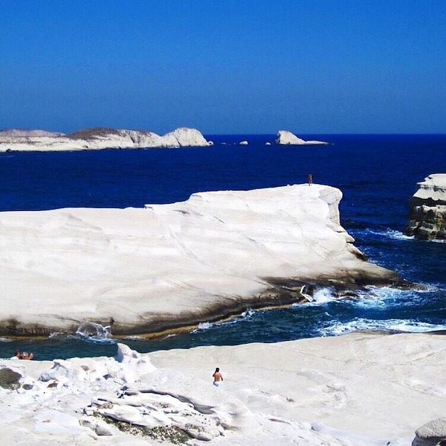 Sarakiniko beach, Milos, Greece. Formed by volcanic rocks, this beach resembles a moonscape. Can't wait to return to the motherland. 💙
