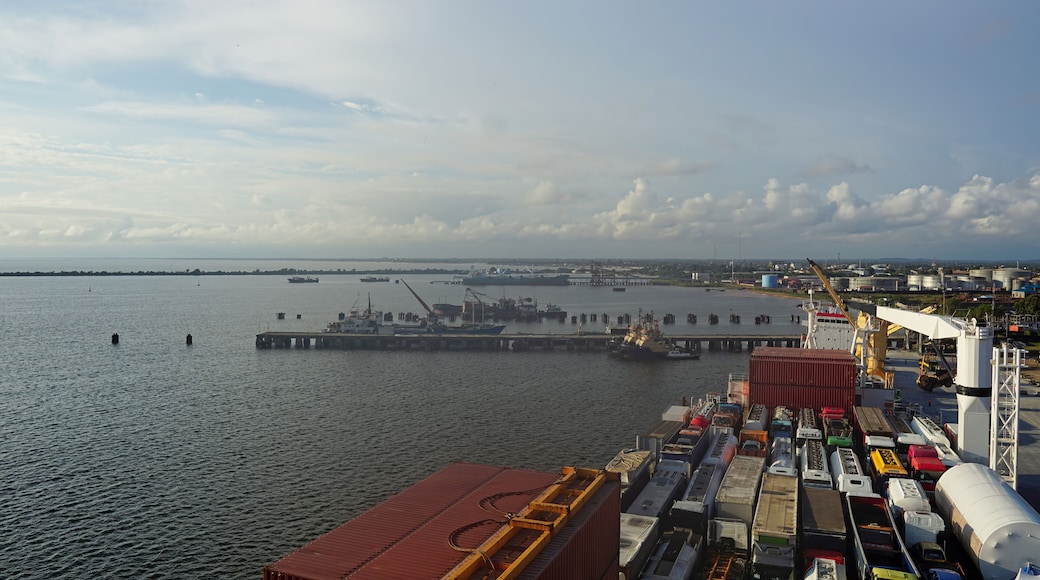 aerial view of monrovia the harbour of liberia