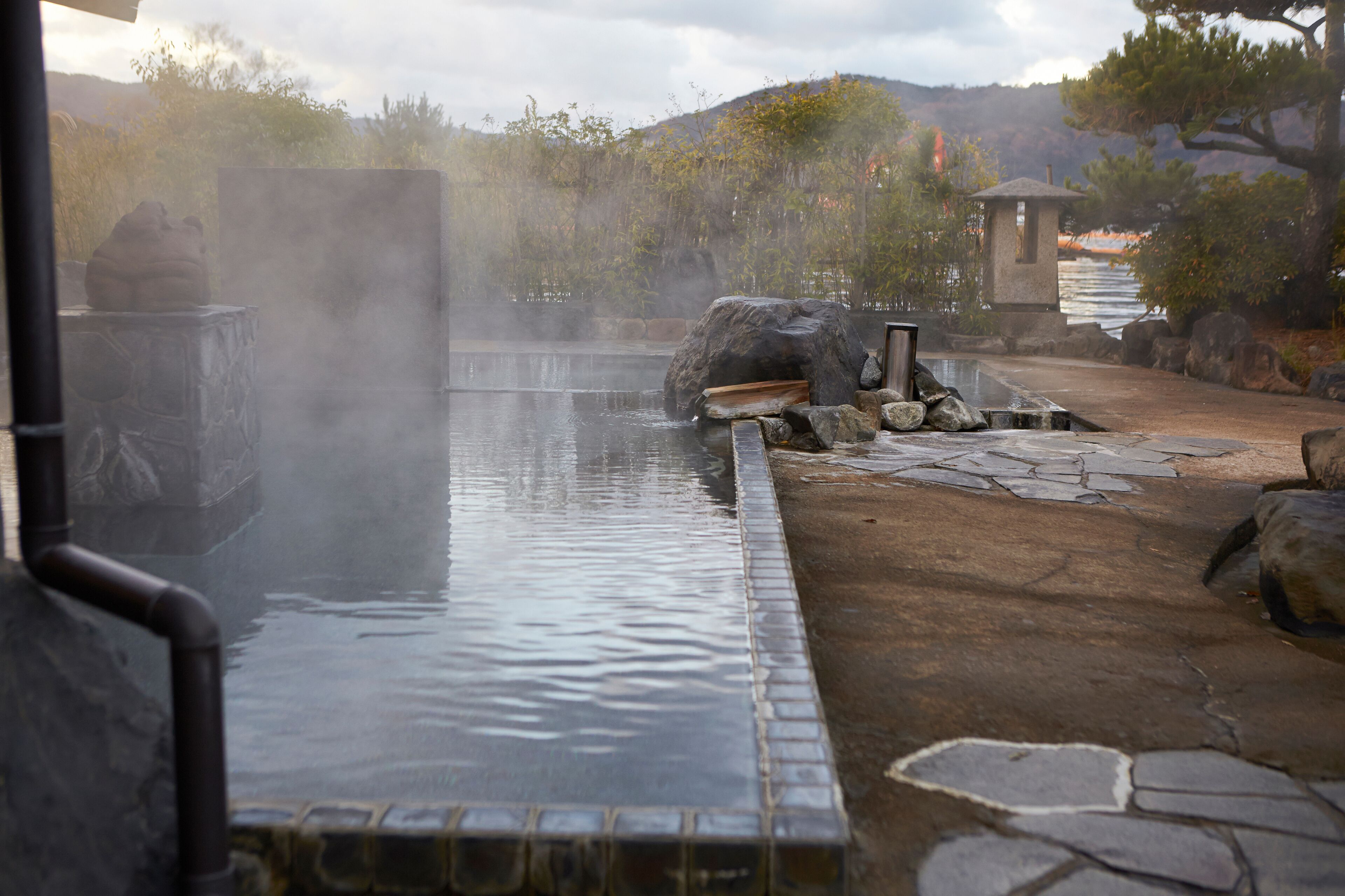 Japanese open air hot spring 