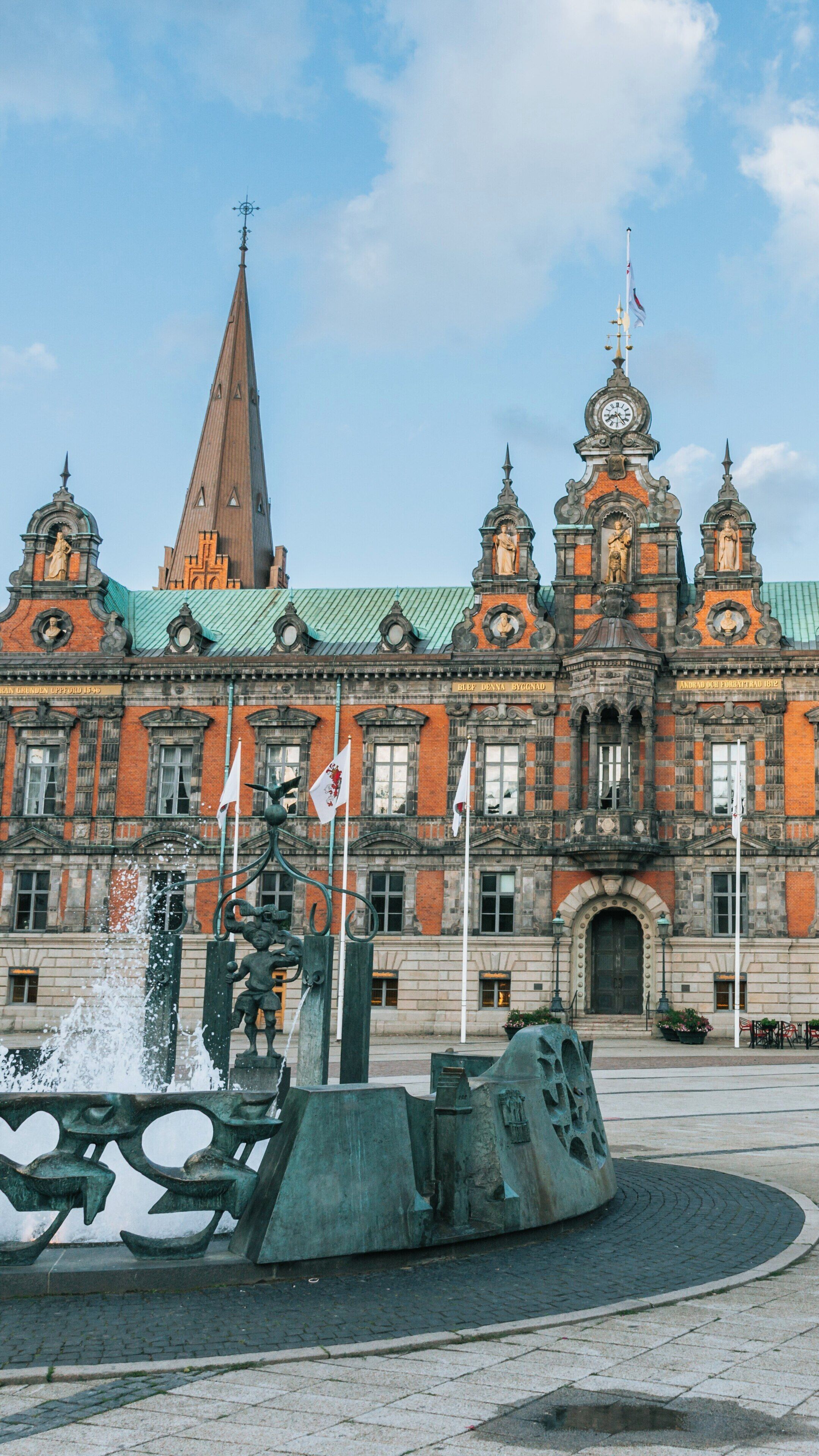 Stunning architecture of Malmo Town Hall in Centrum, Malmö, showcasing history and design in Skåne County, Sweden