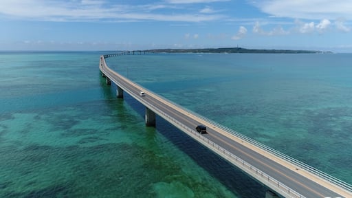 Aerial shot of irabu-ohashi bridge, miyakojima,okinawa,
Japan