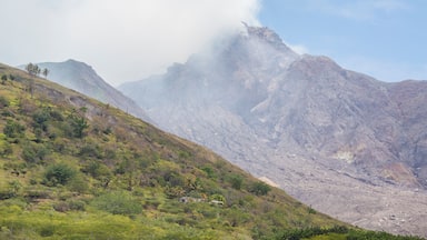 Haze around the peak of Soufrière Hills volcano Montserrat Caribbean Leeward Islands Lesser Antilles