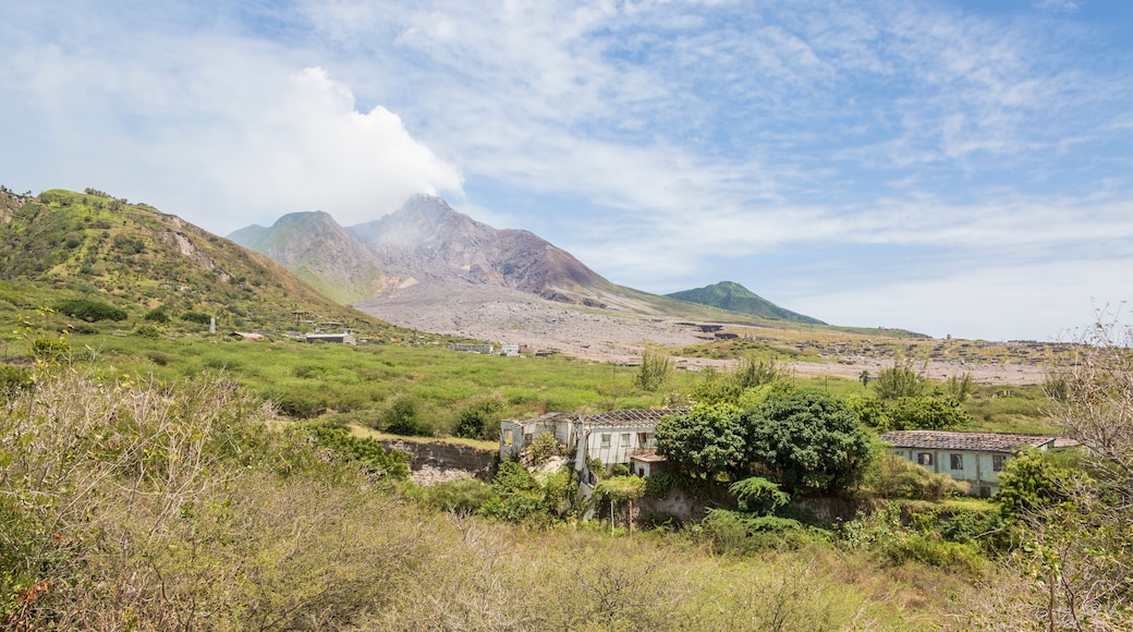 View of the haze around the peak of Soufrière Hills volcano Montserrat Caribbean Leeward Islands Lesser Antilles