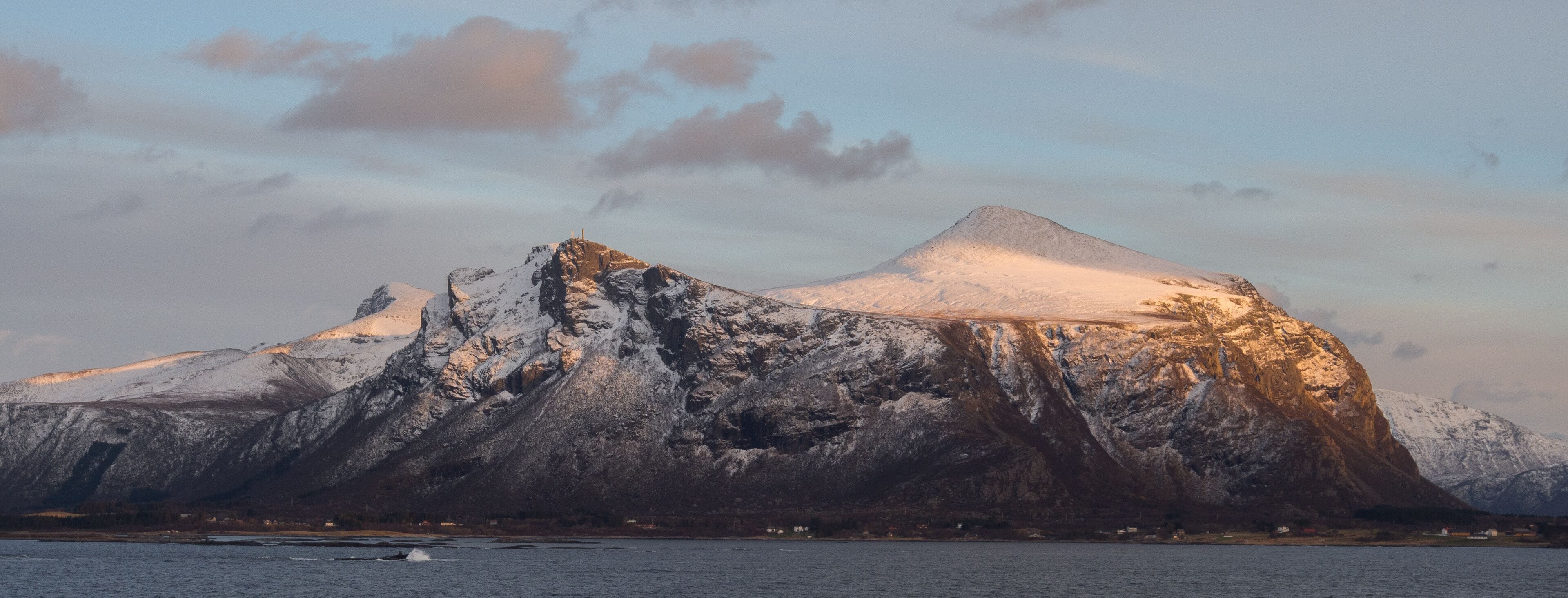 Sunset view on a mountain fjord near Molde in Norway