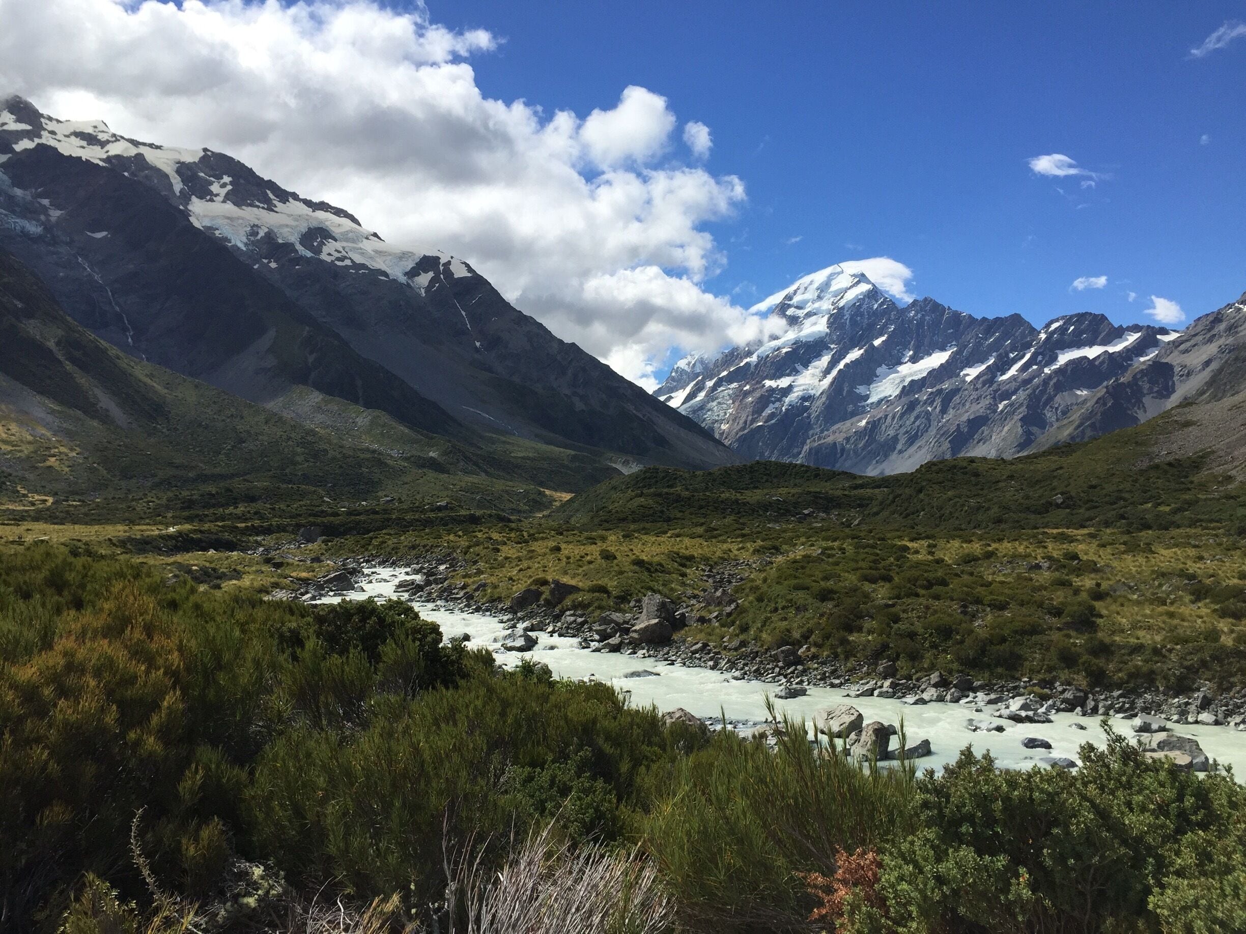 Hooker Valley Track has beautiful views of Mt Cook. It's a relative easy 3 hour return walk