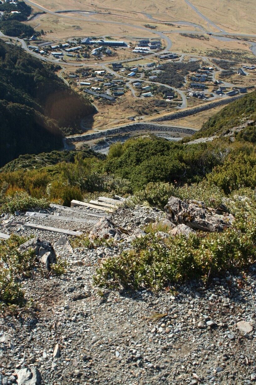 View of Mt. Cook Village from the Red Tarns Track.