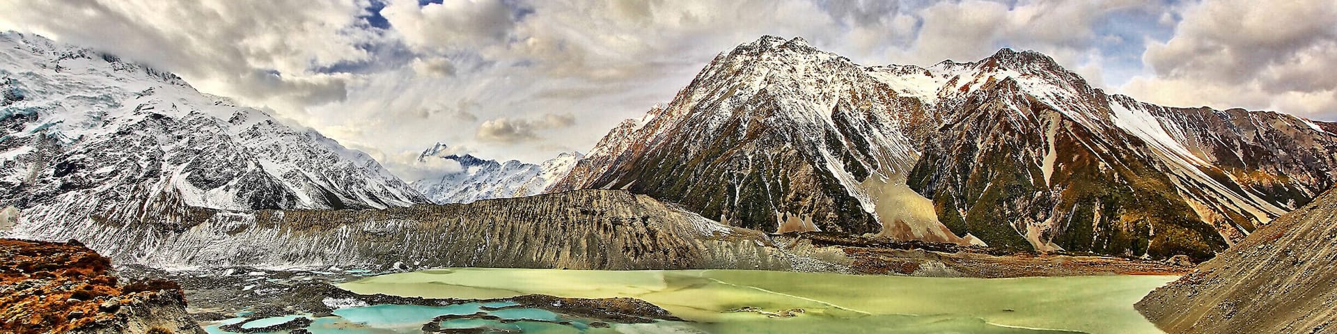 This was taken at the Kea Point lookout at Mt Cook National Park. It was an easy trek and the view was phenomenal. We got there just as the sun was about to go behind the mountains so I was glad that I could capture what was left of the light on those snow-capped peaks. The giant mountain there is Mt Wakefield and just to the left of it is Mt Cook, nearly fully covered by those stubborn clouds. The Muller Glacier down the bottom definitely gave the image a good colour contrast as well.