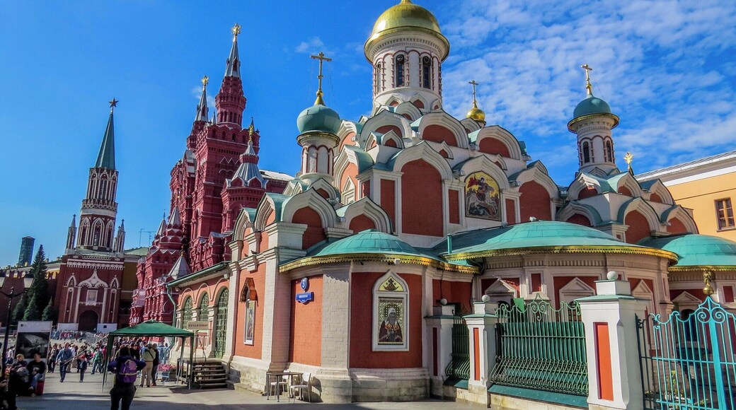 The Russian Orthodox Kazan Cathedral, also known as the "Cathedral of Our Lady of Kazan". It is located on the northeast corner of Red Square in Moscow, Russia. The current building is a reconstruction of the original church, which was destroyed at the direction of then General Secretary of the Central Committee of the Communist Party of the Soviet Union, Joseph Stalin, in 1936.