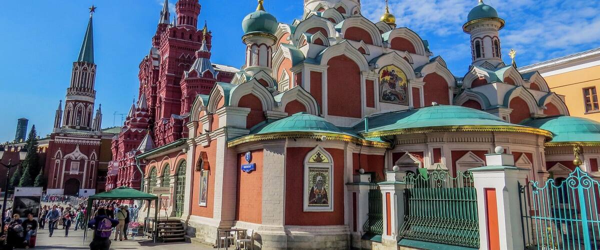 The Russian Orthodox Kazan Cathedral, also known as the "Cathedral of Our Lady of Kazan". It is located on the northeast corner of Red Square in Moscow, Russia. The current building is a reconstruction of the original church, which was destroyed at the direction of then General Secretary of the Central Committee of the Communist Party of the Soviet Union, Joseph Stalin, in 1936.