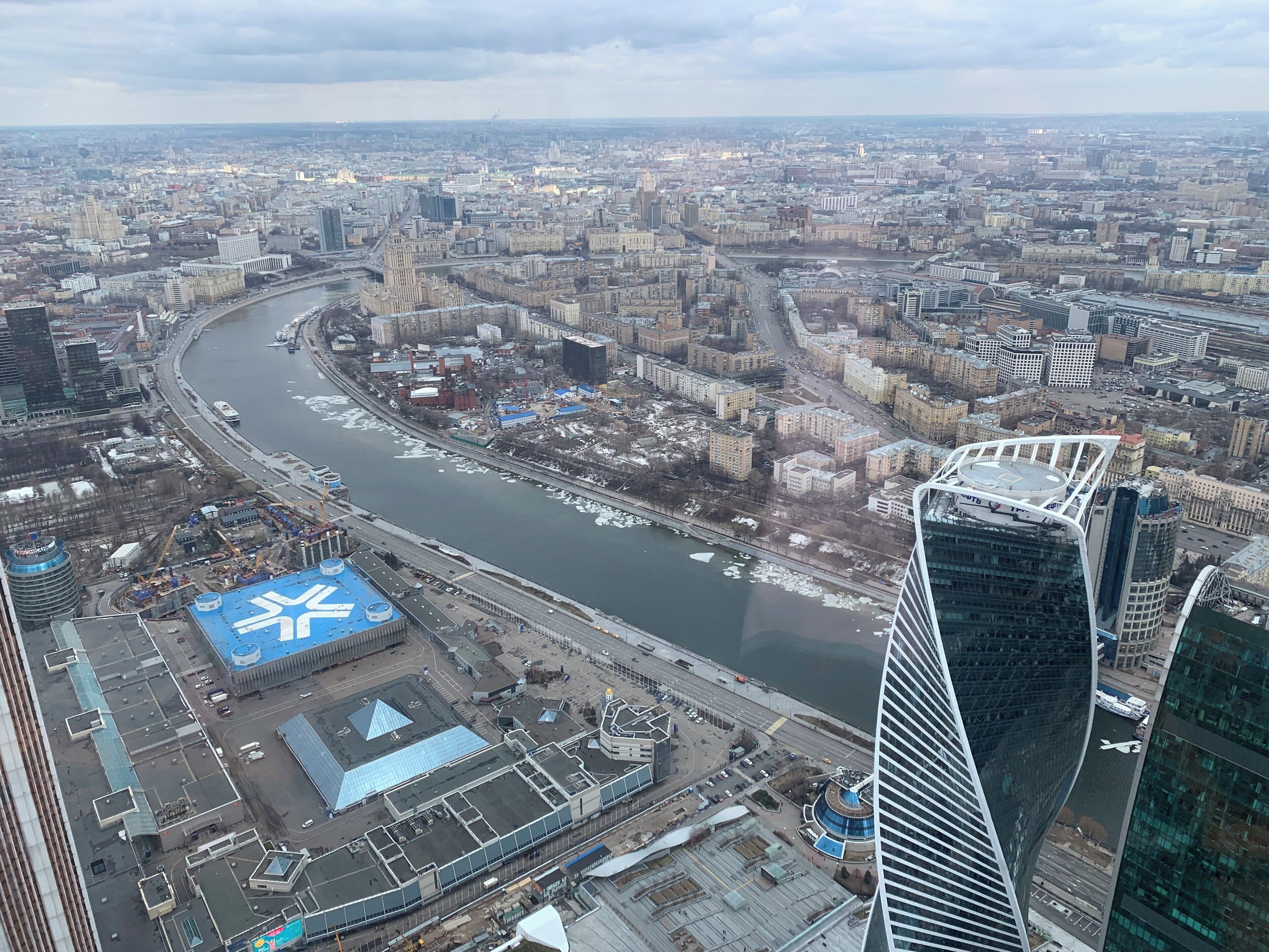 View of Moscow form the 360 skybar. Moscow city.