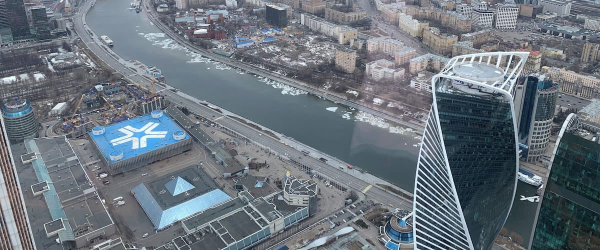 View of Moscow form the 360 skybar. Moscow city.