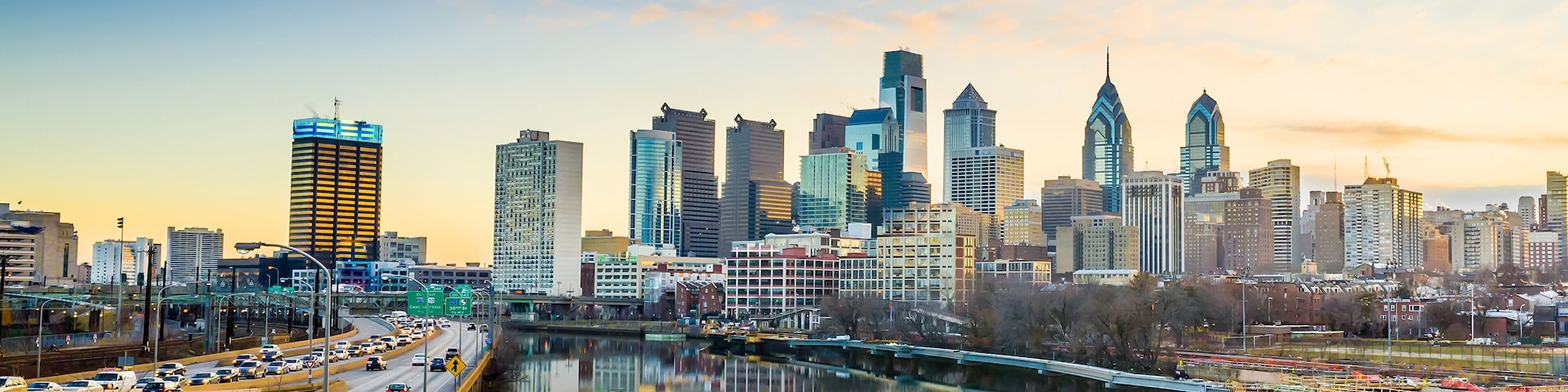 Downtown Skyline of Philadelphia, Pennsylvania at twilight