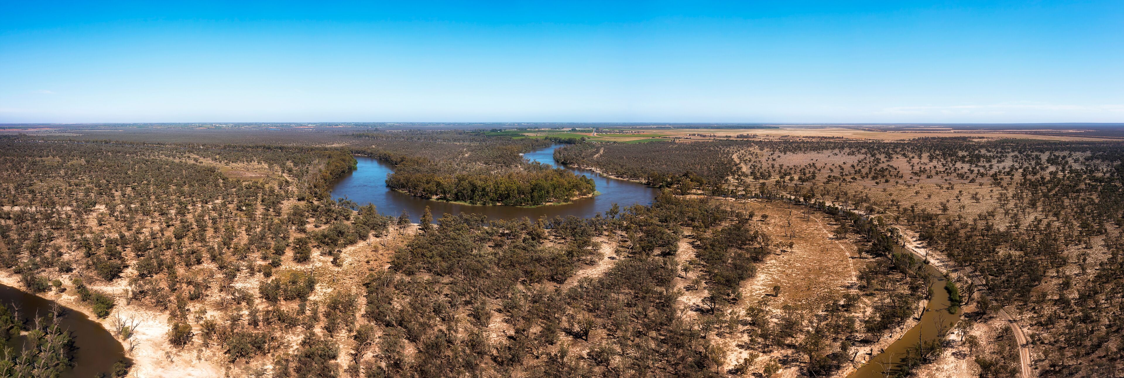 A river winding through a forested landscape.