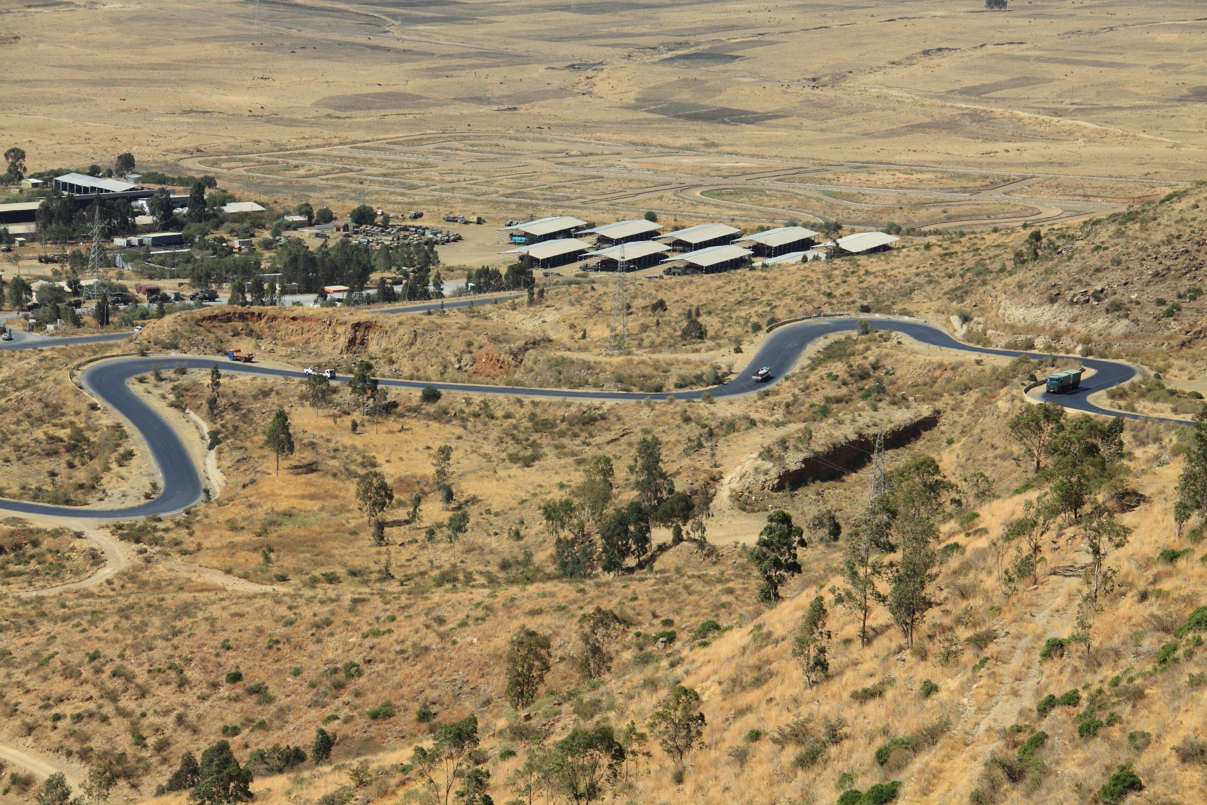 Winding mountain road to Mek'ele, the capital of Tigray in Ethiopia