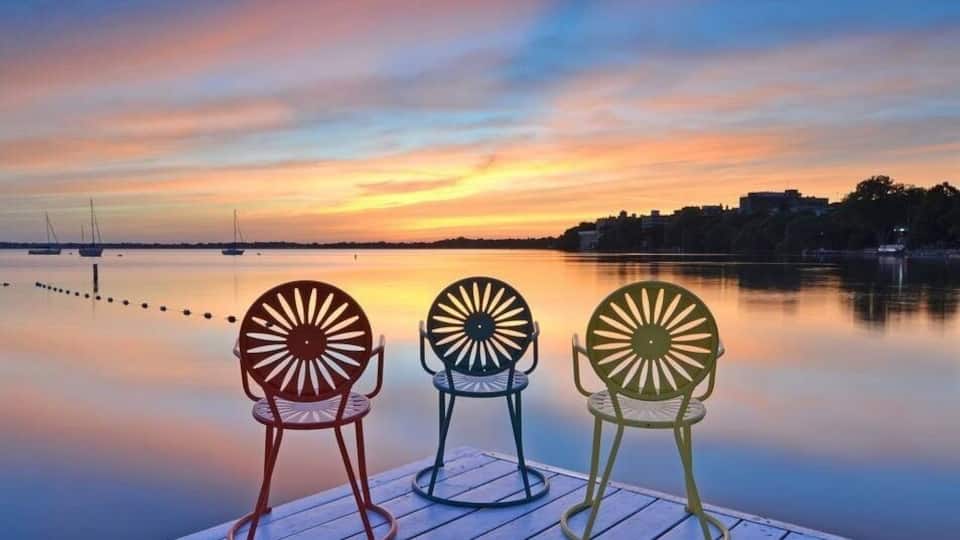 Madison Union terrace. Madison has so many things to do- rent out some boats, canoes, go hiking, walk the trails, or sit by the water and enjoy the beauty!