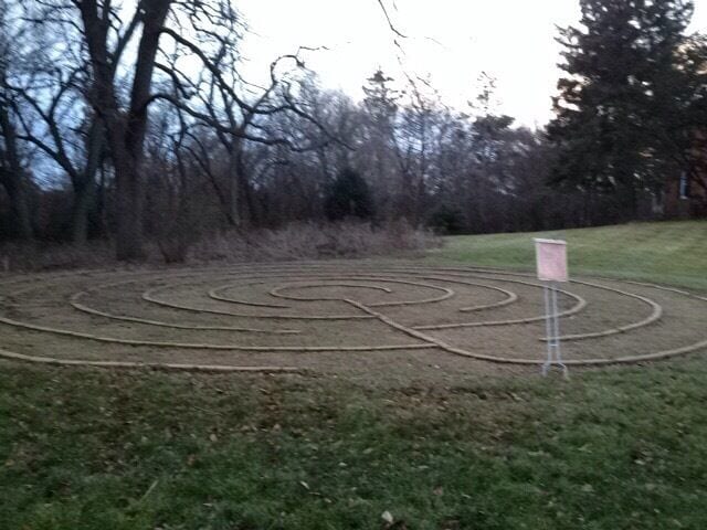 Happy accidental find on my afternoon walk - a walking labyrinth for prayer/meditation. Nice break.