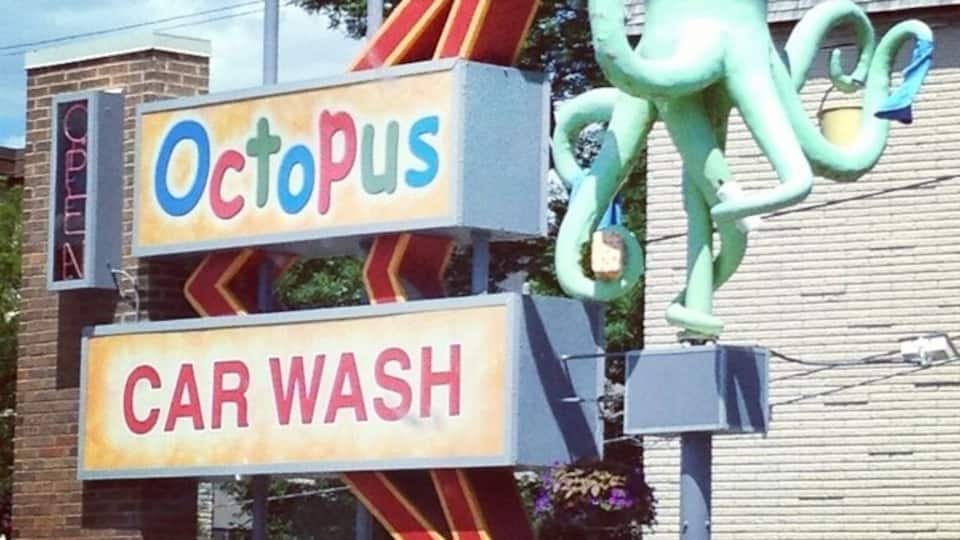 I love this sign. Spotted near the UW Madison campus. #iconography #vaf2012 #octopus #sign #retro