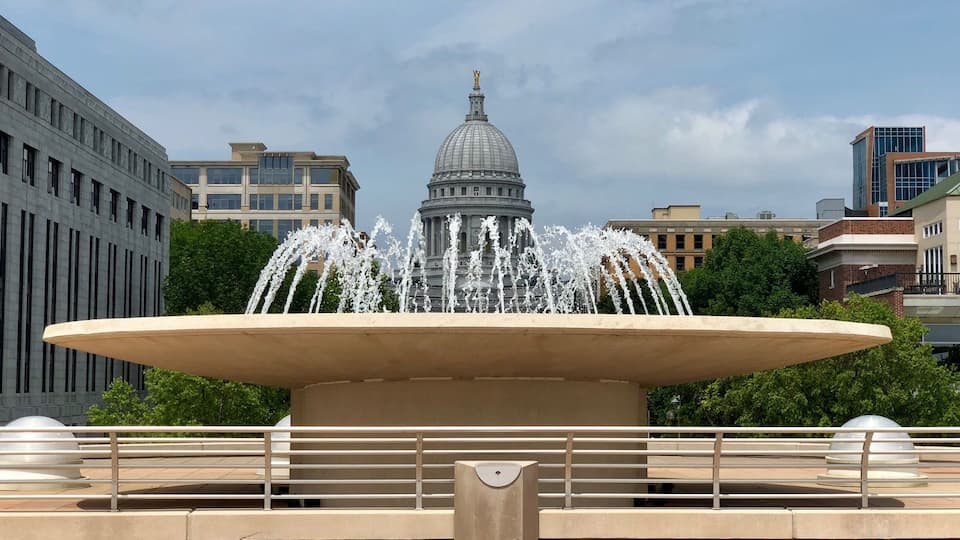 The view of the Capitol from the rooftop Monona Terrace is breathtaking