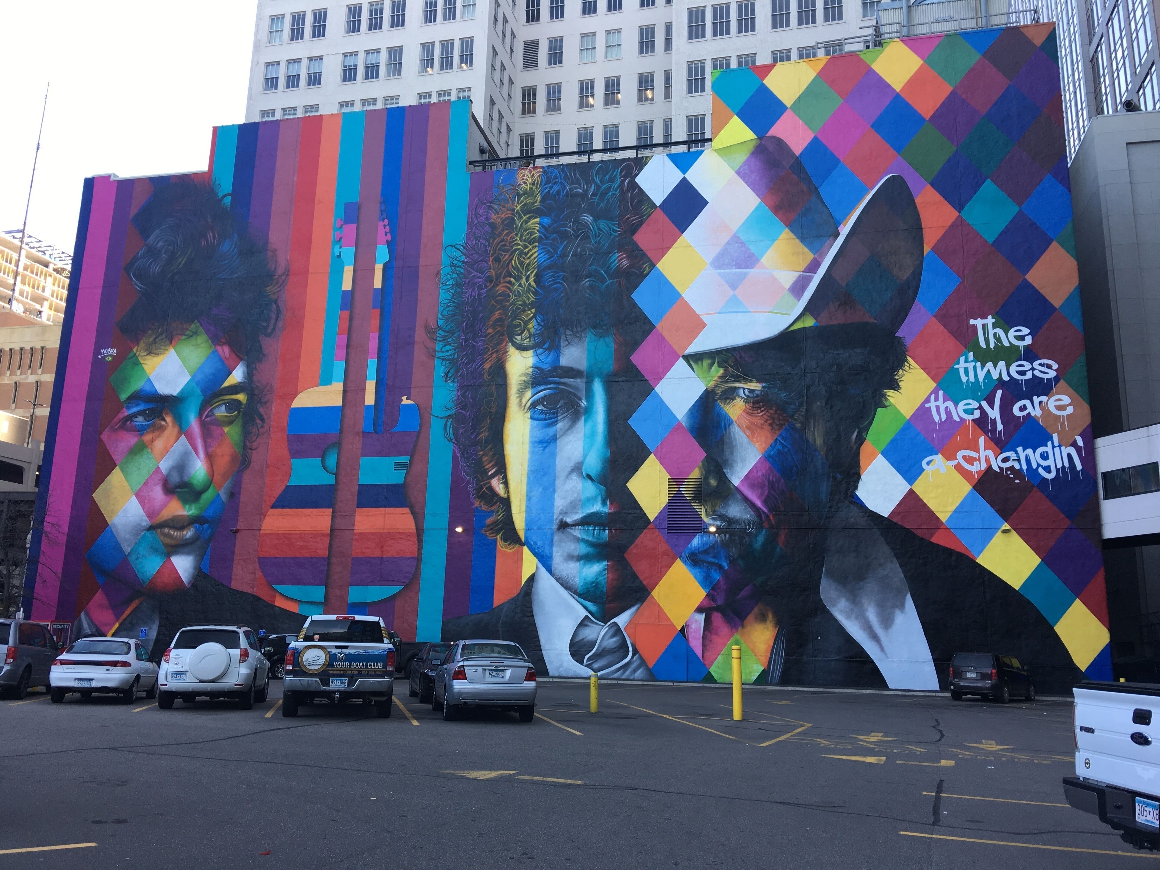 Bob Dylan mural on Hennepin in Minneapolis Minnesota.