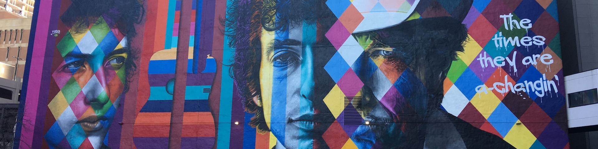 Bob Dylan mural on Hennepin in Minneapolis Minnesota.