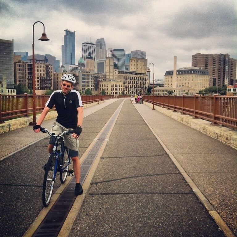 Biking with my brother along the Mississippi River in Minneapolis. The most extensive bike trail system in the US! www.bradleyhanson.com