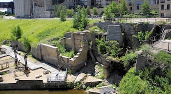 Mill Ruins Park is a park in downtown Minneapolis, Minnesota, United States, standing on the west side of Saint Anthony Falls on the Mississippi River. The park interprets the history of flour milling in Minneapolis and shows the ruins of several flour mills, built between 1859 and the mid-1890s, that were abandoned.
#ruins #OnTheRoad