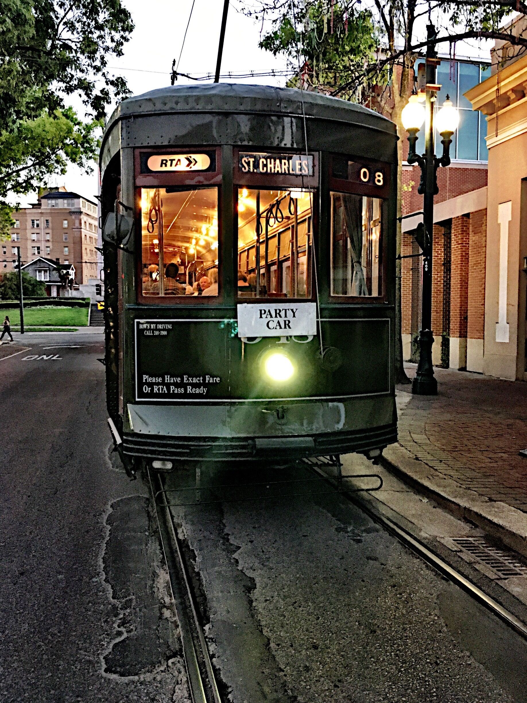 It's always a party in beautiful New Orleans. The street cars are a signature detail of a historic American city. 