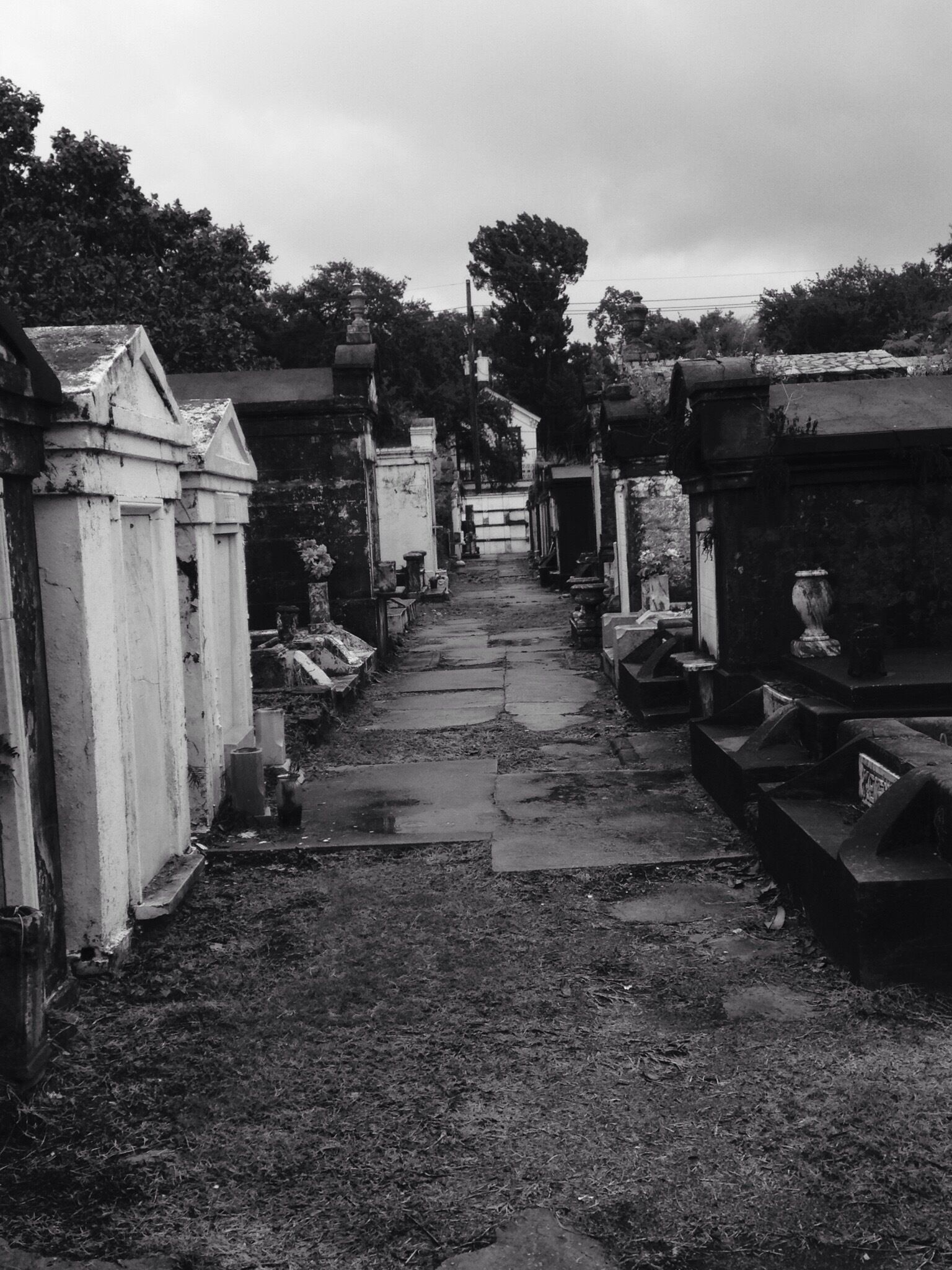 New Orleans Lafayette Cemetery No. 1 on a dark rainy day.