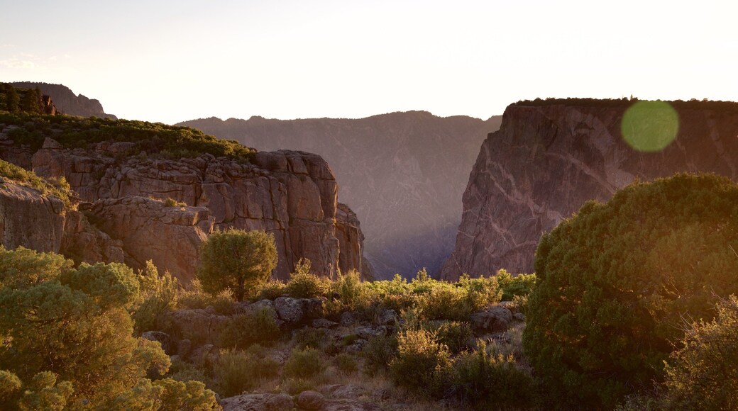 Montrose featuring a sunset, landscape views and a gorge or canyon
