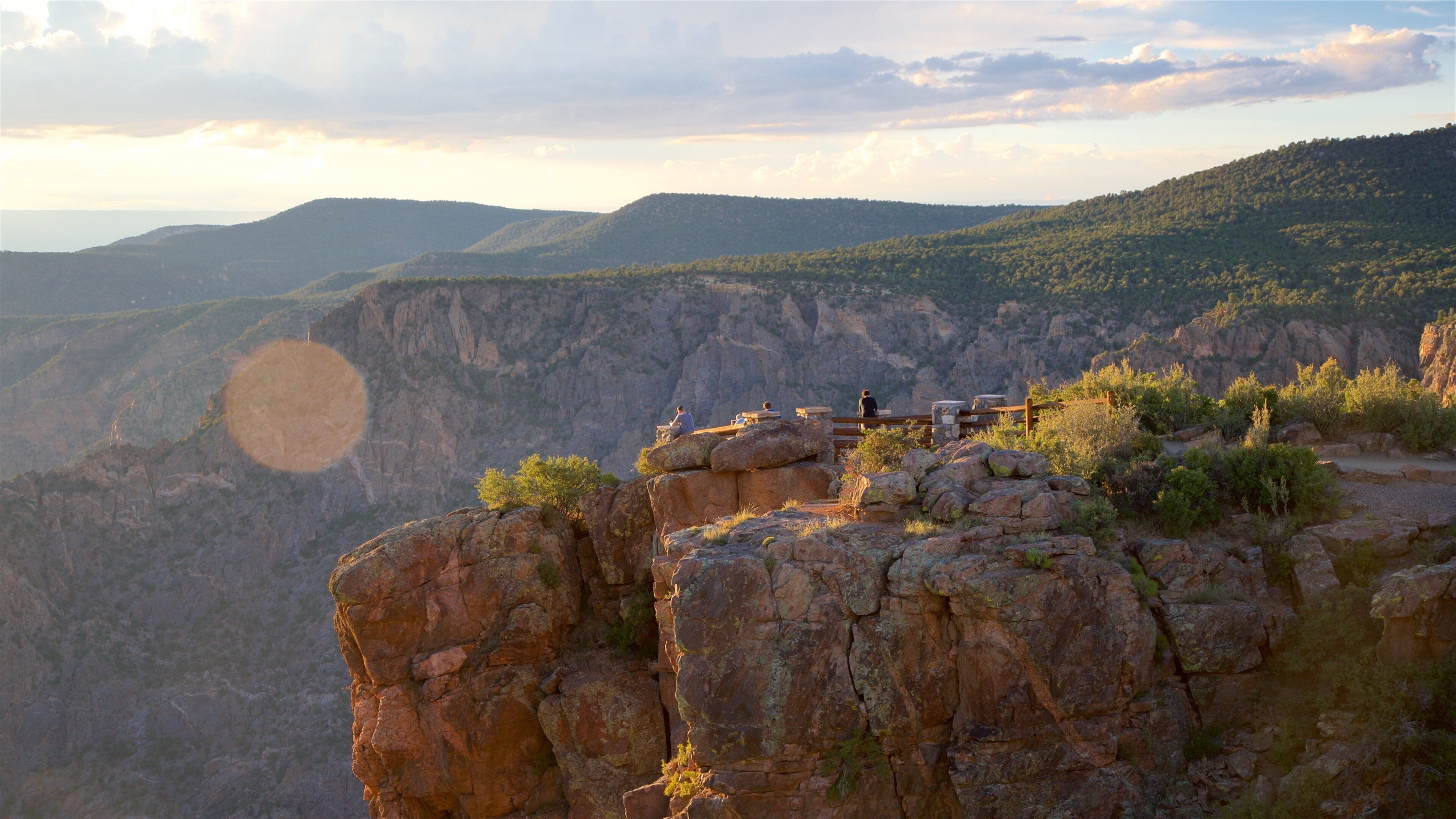 Montrose which includes a gorge or canyon and a sunset