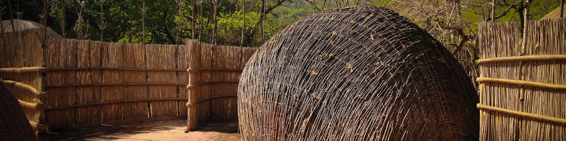 Traditional swati hut at the village near Manzini, Mbabane at Eswatini, former Swaziland