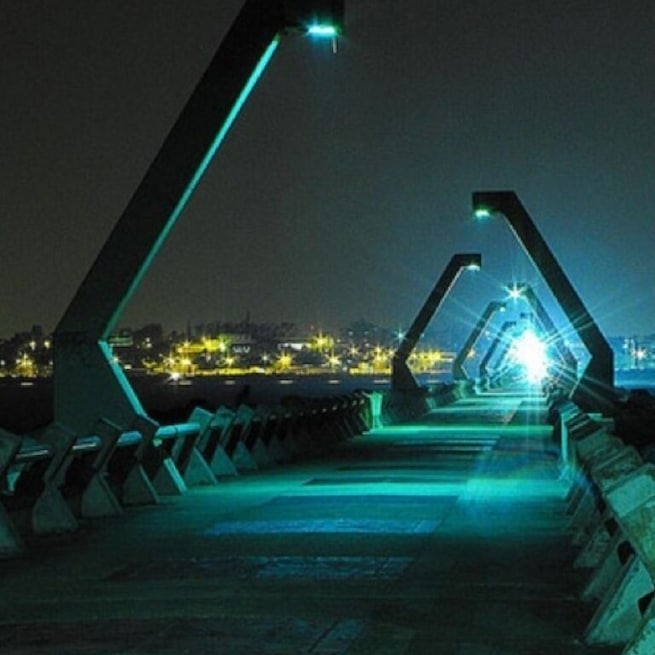 One of the piers at night