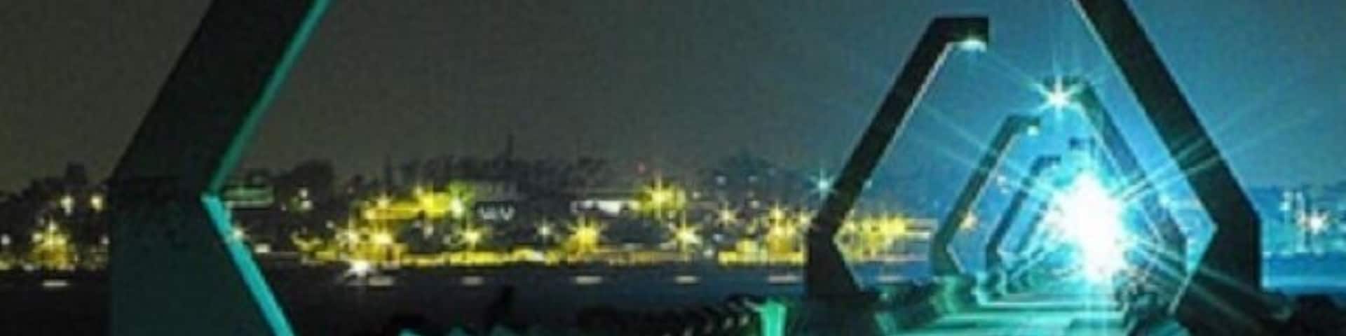 One of the piers at night