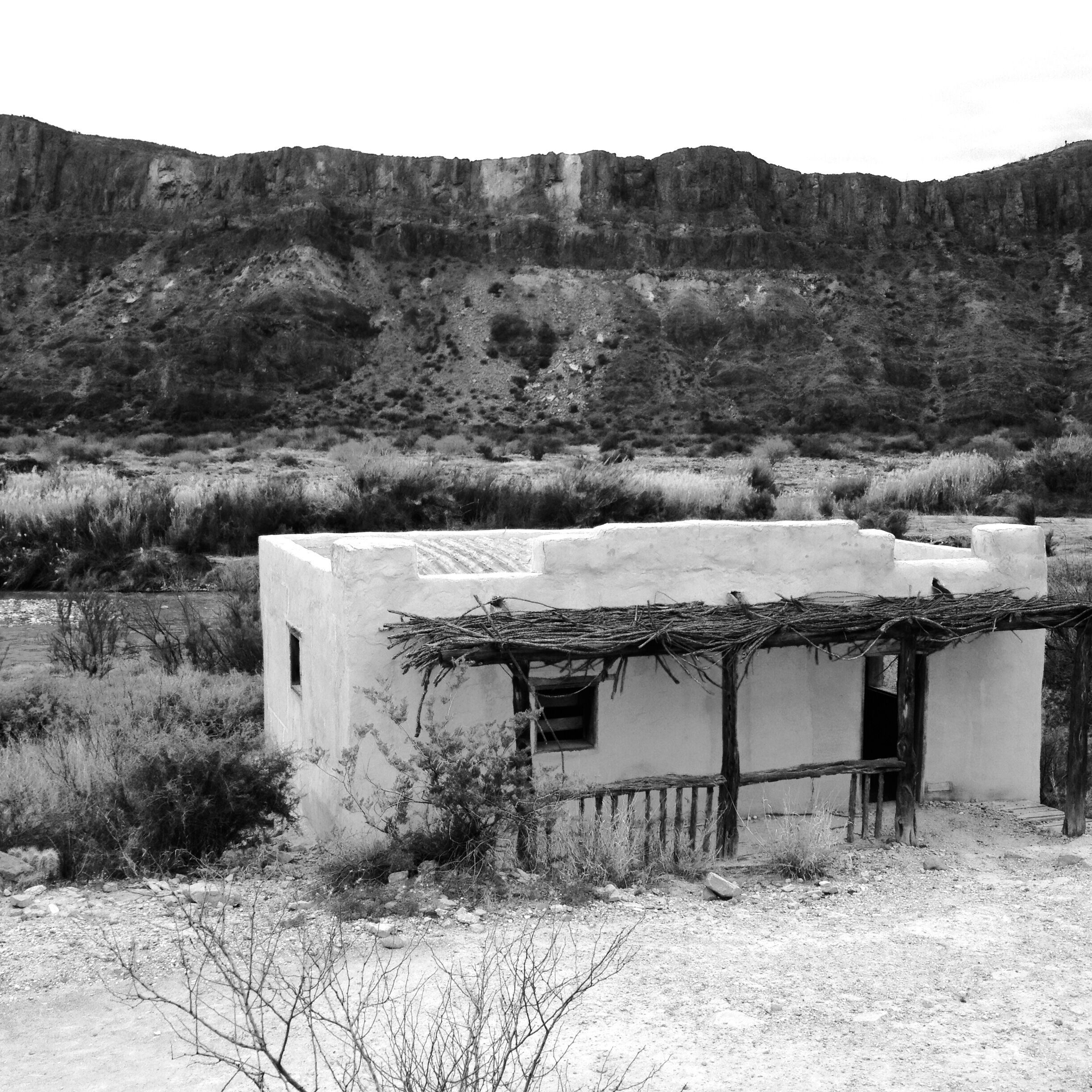 Old movie set on the bank of the Rio Grande, looking to Mexico