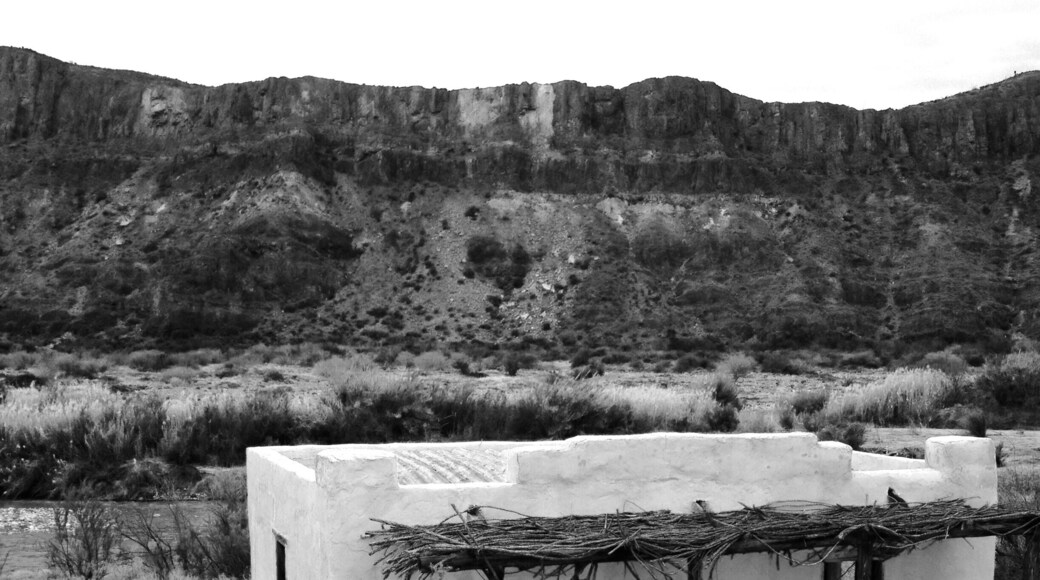 Old movie set on the bank of the Rio Grande, looking to Mexico