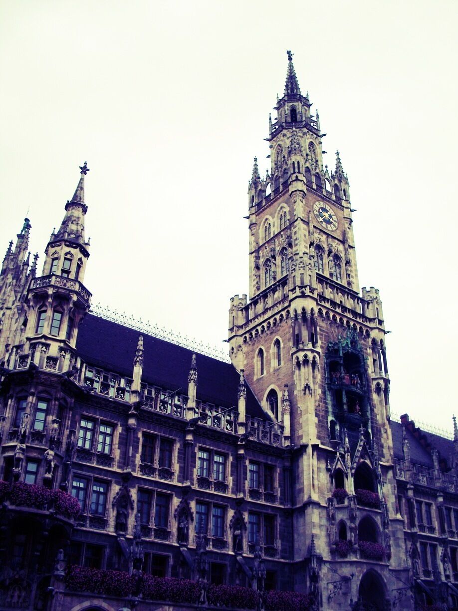 This is the old town hall in Munich. There is also a Glockenspiel with two figures. 