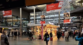 Munich Hauptbahnhof - The main lobby. Christmas lights all over