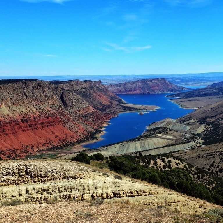 Flaming gorge is something I wasn't expecting. It seemed like it would be a pretty lake, but I didn't expect to see the red rocks flanking the shore line. The overlook that looked down one part of the gorge really shows off how two elements, water and desert, when clashed together can be so beautiful. 